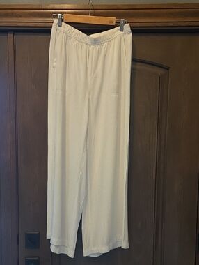 Splendid White Wide-Leg Elastic-Waist Pants Medium